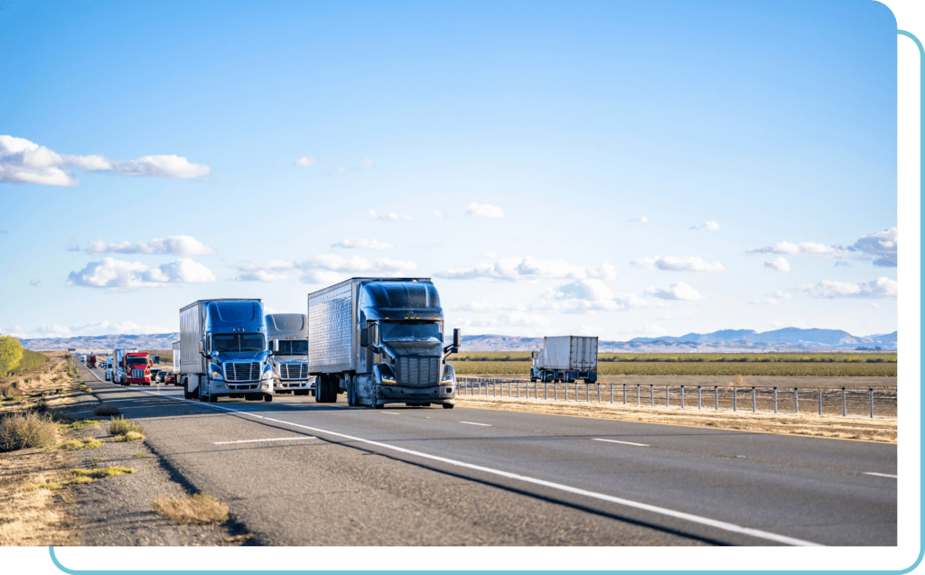 Multiple Trucks Transporting Goods